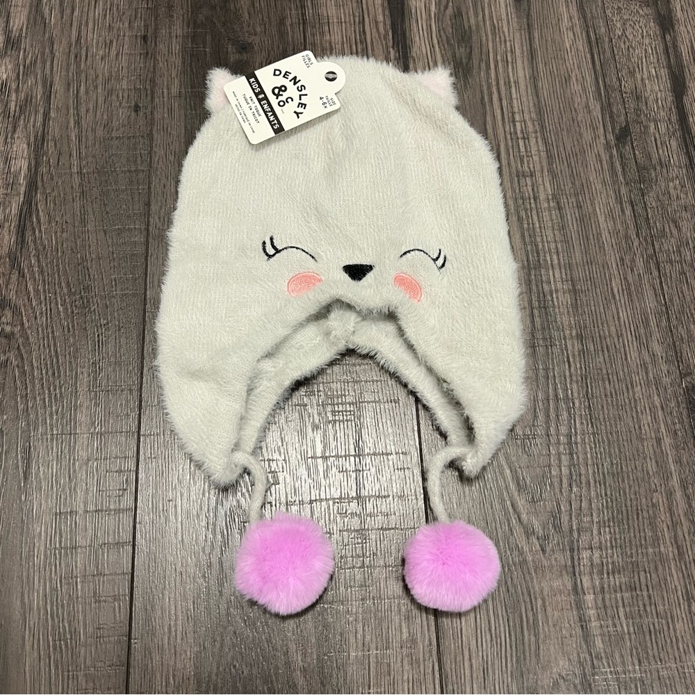 Densely & Co Knit Critters Toque with purple pompoms